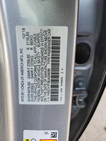 1HGCV1F36JA254086 - 2018 HONDA ACCORD SPORT SILVER photo 12