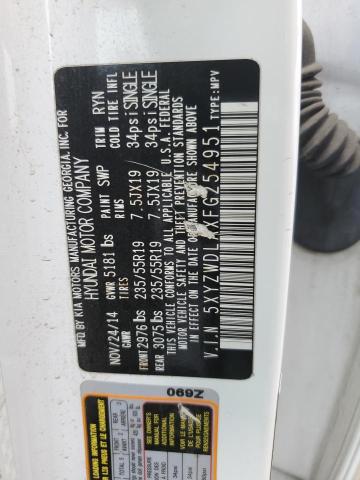 5XYZWDLAXFG254951 - 2015 HYUNDAI SANTA FE S WHITE photo 12