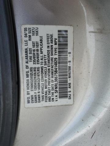 5FNRL38675B414829 - 2005 HONDA ODYSSEY EXL SILVER photo 13