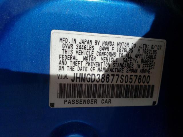 JHMGD38677S057600 - 2007 HONDA FIT S 蓝色 照片 12