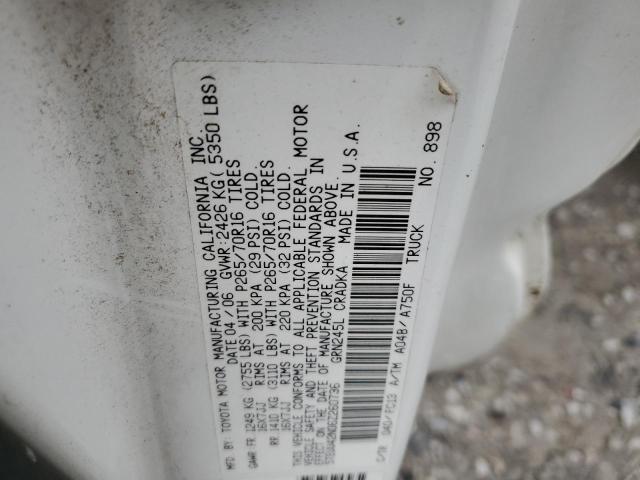 5TEUU42N06Z260736 - 2006 TOYOTA TACOMA ACCESS CAB Ақ фото 12