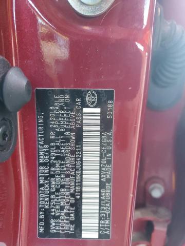 4T1B11HK0JU642211 - 2018 TOYOTA CAMRY L 勃艮第红 照片 12