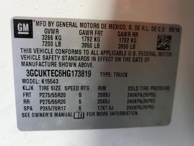 3GCUKTEC6HG173819 - 2017 CHEVROLET SILVERADO K1500 HIGH COUNTRY WHITE photo 13