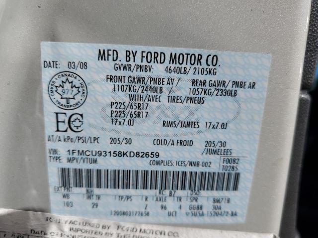 1FMCU93158KD82659 - 2008 FORD ESCAPE XLT CREAM photo 13