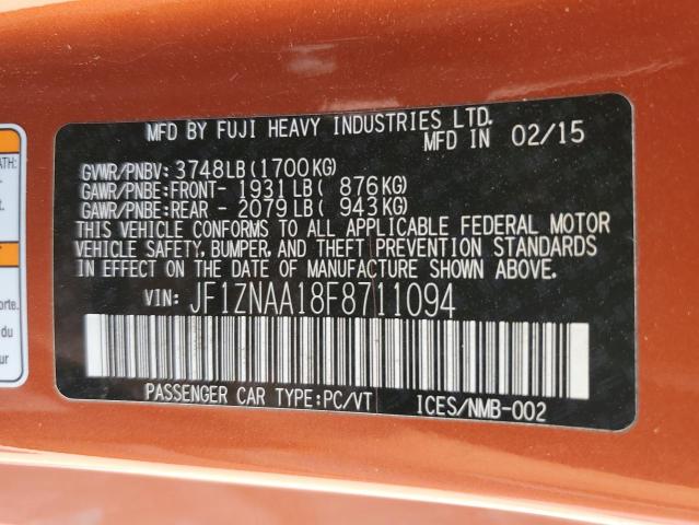 JF1ZNAA18F8711094 - 2015 TOYOTA SCION FR-S 橙色 照片 12