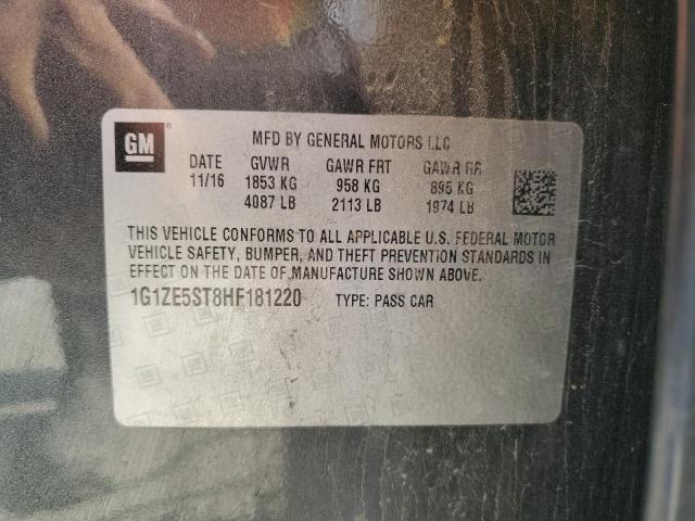 1G1ZE5ST8HF181220 - 2017 CHEVROLET MALIBU LT GRAY photo 12