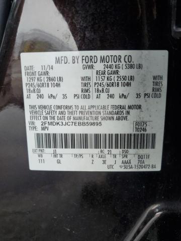 2FMDK3JC7EBB59895 - 2014 FORD EDGE SEL BLACK photo 12