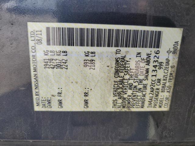 1N4AL2AP2CC134326 - 2012 NISSAN ALTIMA BASE Մոխրագույն լուսանկար 12