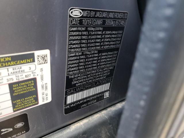 SALWR2RK0LA706019 - 2020 LAND ROVER RANGE ROVE HSE GRAY photo 14