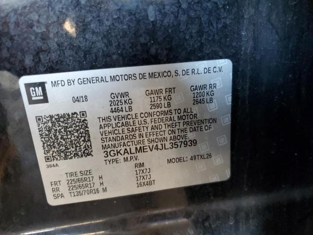 3GKALMEV4JL357939 - 2018 GMC TERRAIN SLE შავი ფოტო 14
