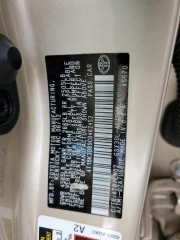 4T1BK3DB9CU462453 - 2012 TOYOTA AVALON BASE 米色 照片 12