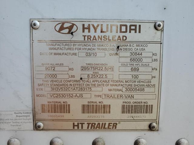 3H3V532C1AT283175 - 2010 HYUNDAI DRY VAN WHITE photo 10