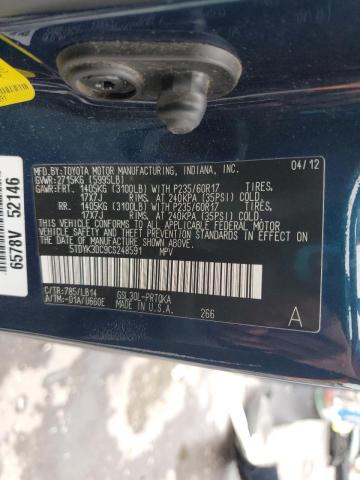 5TDYK3DC9CS248591 - 2012 TOYOTA SIENNA XLE Mavi foto 13