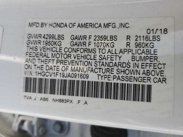 1HGCV1F19JA091609 - 2018 HONDA ACCORD LX 白色 照片 12