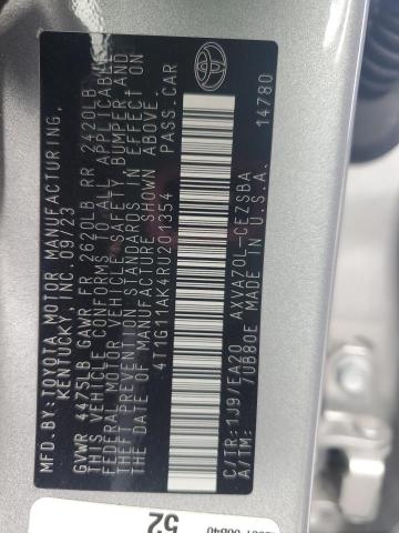 4T1G11AK4RU201354 - 2024 TOYOTA CAMRY SE NIGHT SHADE SILVER photo 13