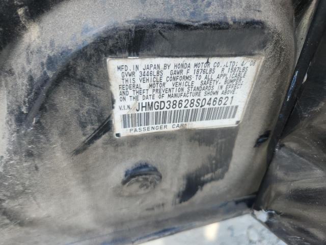 JHMGD38628S046621 - 2008 HONDA FIT SPORT შავი ფოტო 12