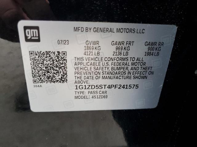 1G1ZD5ST4PF241575 - 2023 CHEVROLET MALIBU LT BLACK photo 12