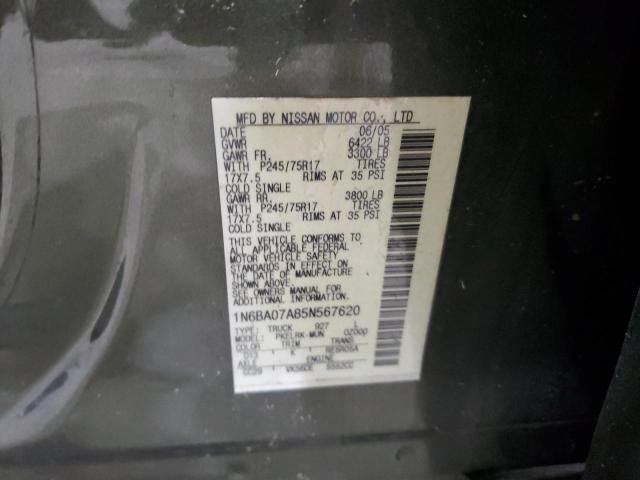 1N6BA07A85N567620 - 2005 NISSAN TITAN XE მწვანე ფოტო 12