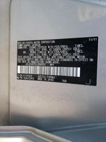 JTLZE4FE5CJ006950 - 2012 TOYOTA SCION XB SILVER photo 10