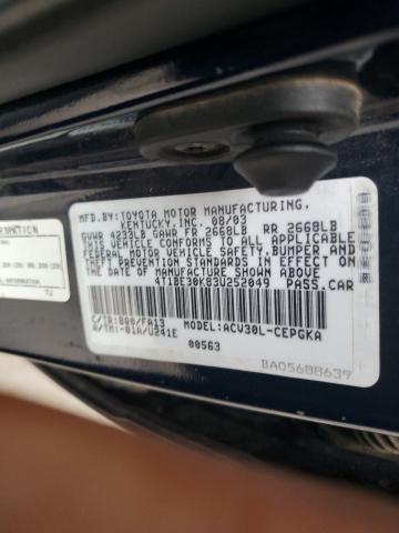 4T1BE30K83U252049 - 2003 TOYOTA CAMRY LE SILVER photo 12