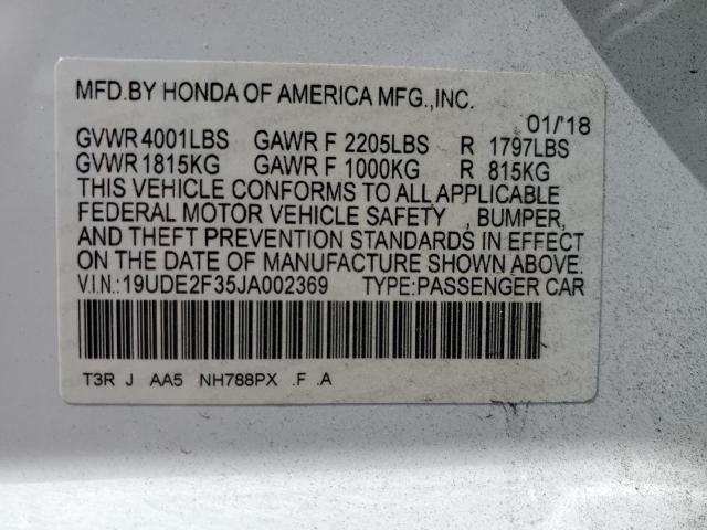 19UDE2F35JA002369 - 2018 ACURA ILX BASE WATCH PLUS WHITE photo 13