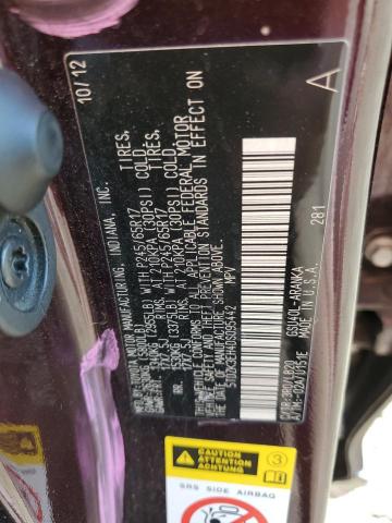 5TDZK3EH4DS095442 - 2013 TOYOTA HIGHLANDER BASE Бордовый фото 13