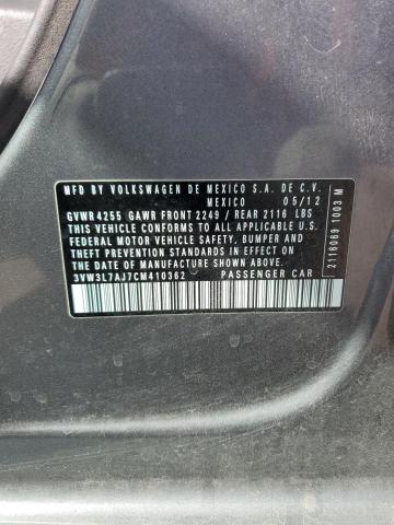 3VW3L7AJ7CM410362 - 2012 VOLKSWAGEN JETTA TDI GRAY photo 12