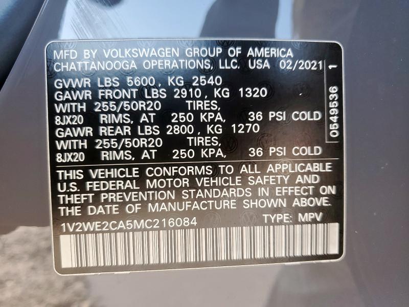 1V2WE2CA5MC216084 - 2021 VOLKSWAGEN ATLAS CROS SE Boz foto 13