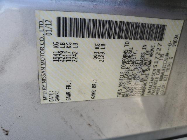 1N4AL2AP3CN517227 - 2012 NISSAN ALTIMA BASE SILVER photo 12