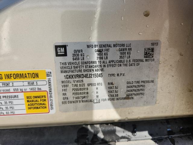 1GKKVRKD4EJ215045 - 2014 GMC ACADIA SLT-1 奶油色 照片 13