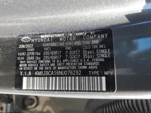 KM8JBCA16NU076292 - 2022 HYUNDAI TUCSON BLUE CHARCOAL photo 12