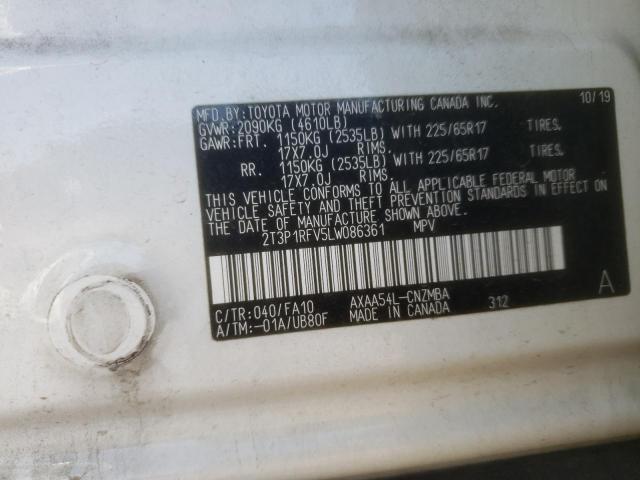 2T3P1RFV5LW086361 - 2020 TOYOTA RAV4 XLE WHITE photo 14