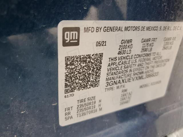 3GNAXUEVXML386633 - 2021 CHEVROLET EQUINOX LT ლურჯი ფოტო 13