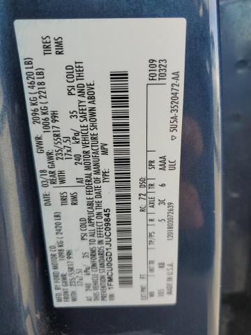 1FMCU0GD1JUC09845 - 2018 FORD ESCAPE SE Blau Foto 14