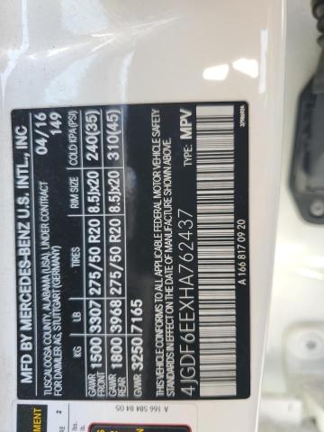 4JGDF6EEXHA762437 - 2017 MERCEDES-BENZ GLS 450 4MATIC WHITE photo 13