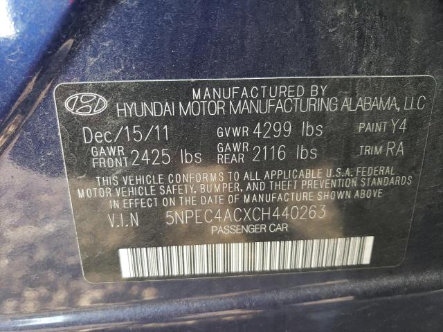 5NPEC4ACXCH440263 - 2012 HYUNDAI SONATA SE BLUE photo 12