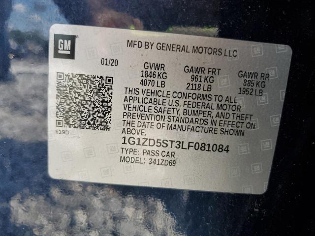 1G1ZD5ST3LF081084 - 2020 CHEVROLET MALIBU LT BLUE photo 12