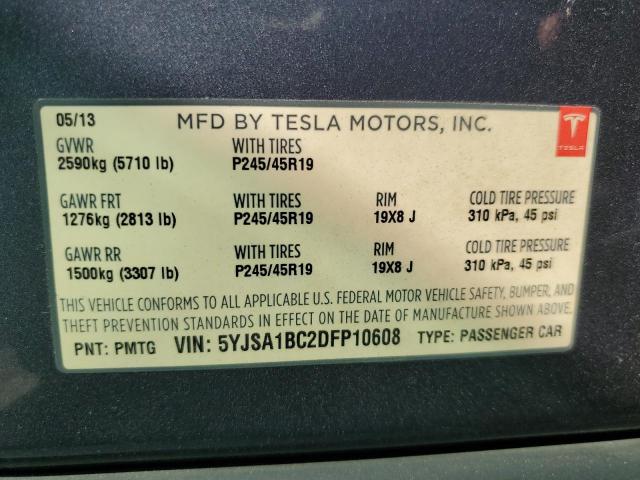 5YJSA1BC2DFP10608 - 2013 TESLA MODEL S Մոխրագույն լուսանկար 13