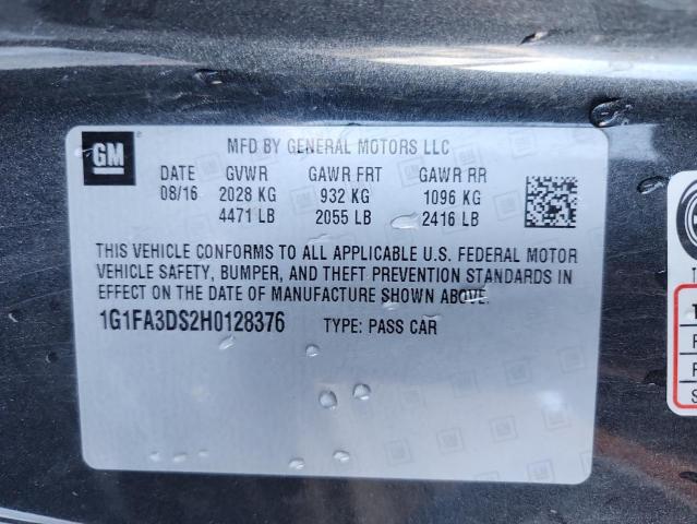 1G1FA3DS2H0128376 - 2017 CHEVROLET CAMARO LS CHARCOAL photo 12