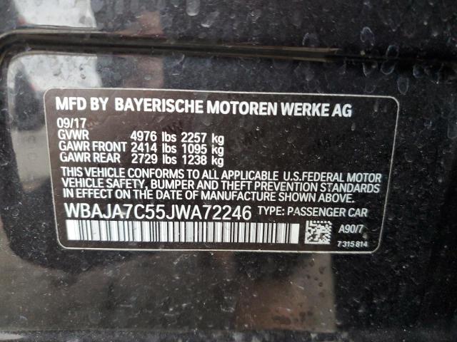 WBAJA7C55JWA72246 - 2018 BMW 530 XI CHARCOAL photo 13