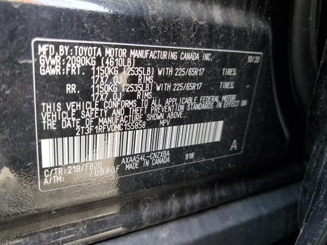 2T3F1RFV0MC155858 - 2021 TOYOTA RAV4 LE BLACK photo 12