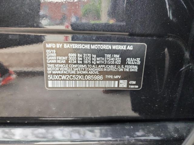 5UXCW2C52KL085986 - 2019 BMW X7 XDRIVE40I BLACK photo 10