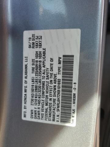 5FNRL6H72KB101693 - 2019 HONDA ODYSSEY EXL Argent photo 12