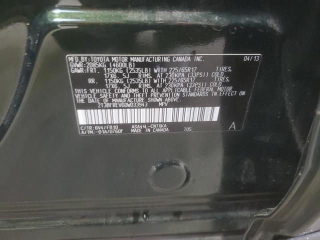 2T3BFREV6DW033943 - 2013 TOYOTA RAV4 LE GREEN photo 13