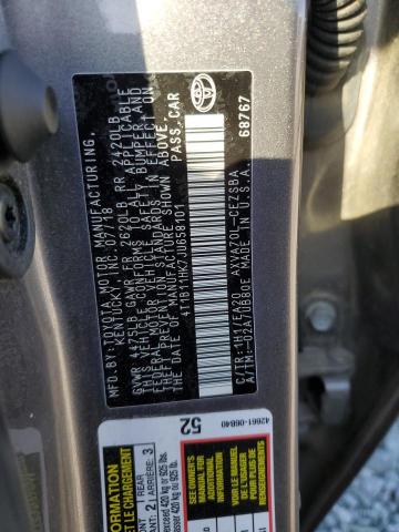 4T1B11HK7JU658101 - 2018 TOYOTA CAMRY L GRAY photo 12