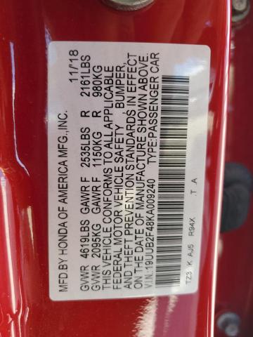19UUB2F48KA009240 - 2019 ACURA TLX TECHNOLOGY 红色 照片 12