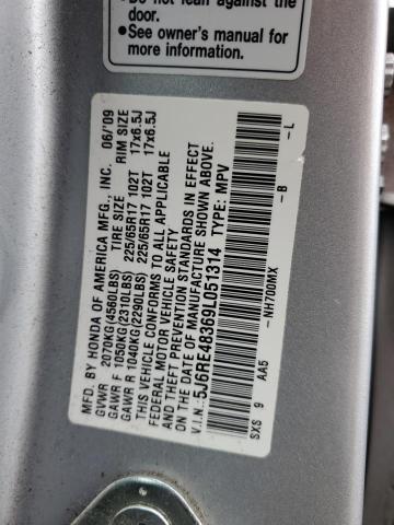 5J6RE48369L051314 - 2009 HONDA CR-V LX SILVER photo 12