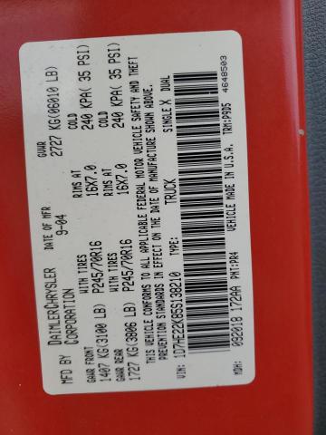 1D7HE22K85S138210 - 2005 DODGE DAKOTA ST RED photo 12