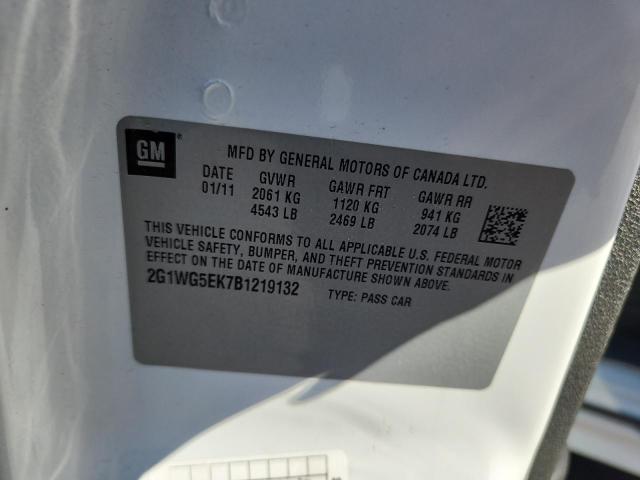 2G1WG5EK7B1219132 - 2011 CHEVROLET IMPALA LT 白色 照片 12