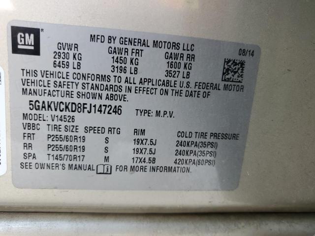 5GAKVCKD8FJ147246 - 2015 BUICK ENCLAVE BEIGE photo 13